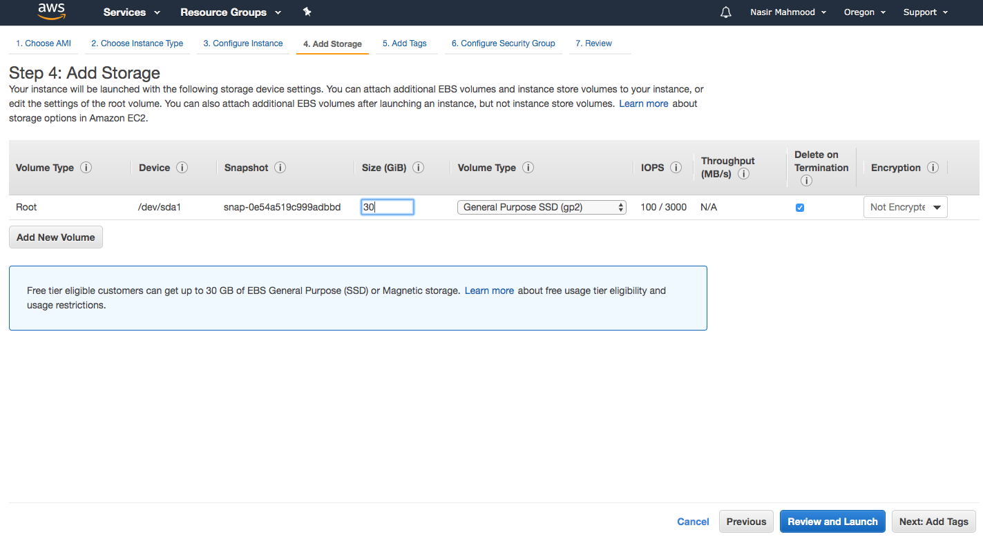 EBS storage for aws ec2 instance